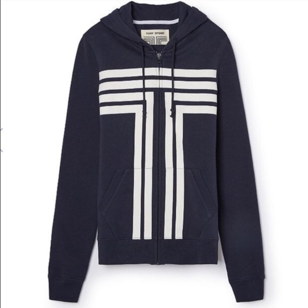 Tory Sport Navy Zip Up Hoodie Sweatshirt